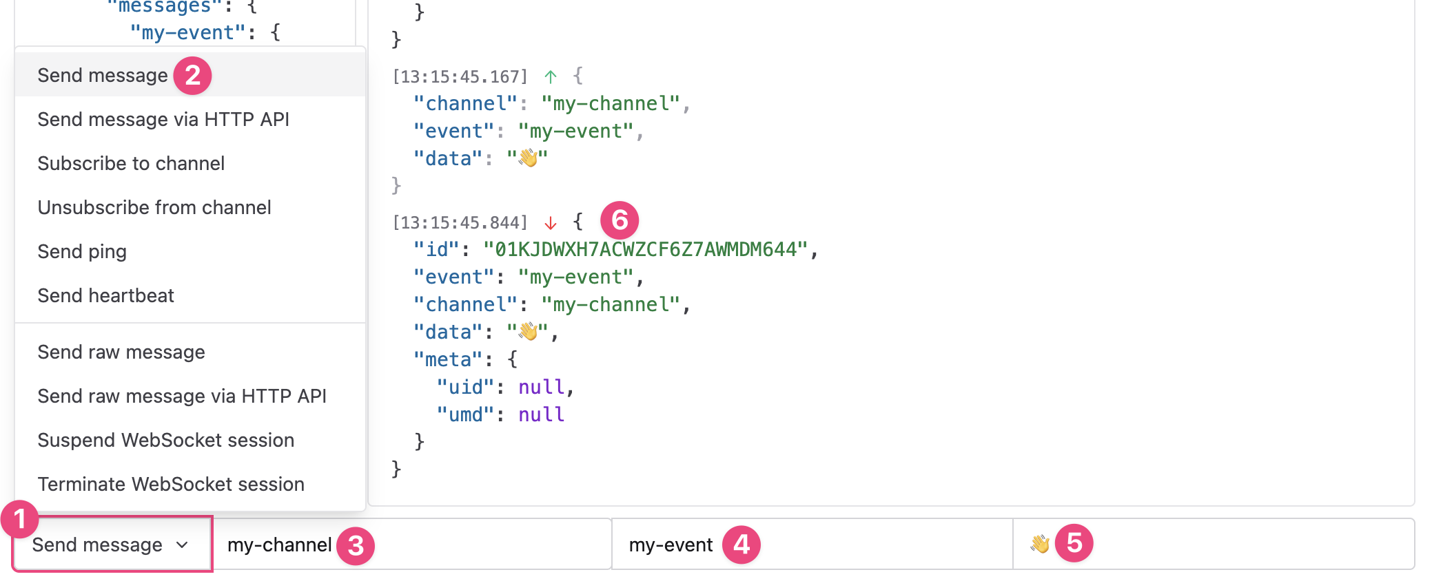 Web console send message